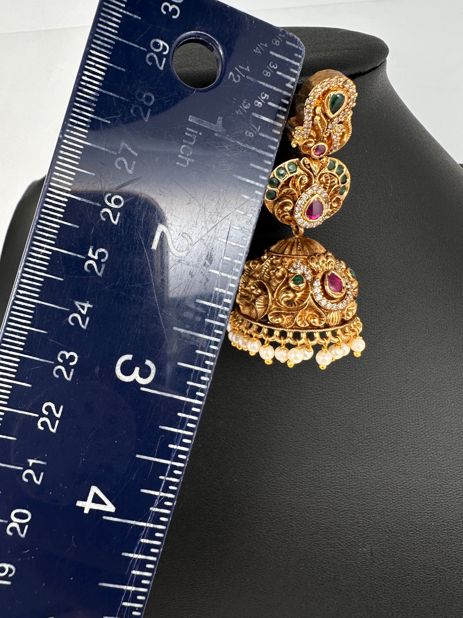 Matte Nakshi Jhumka Earrings - 