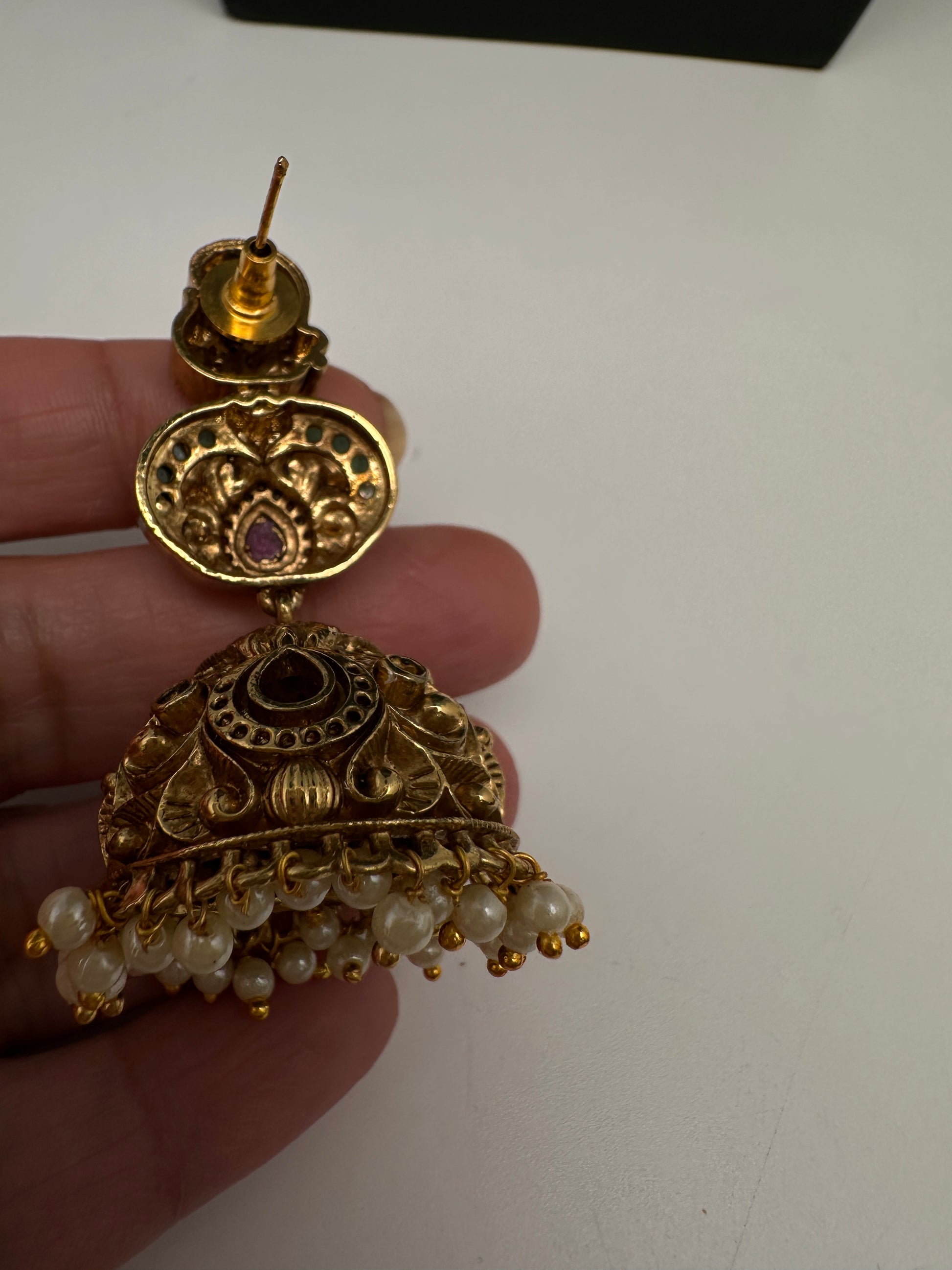 Matte Nakshi Jhumka Earrings - 