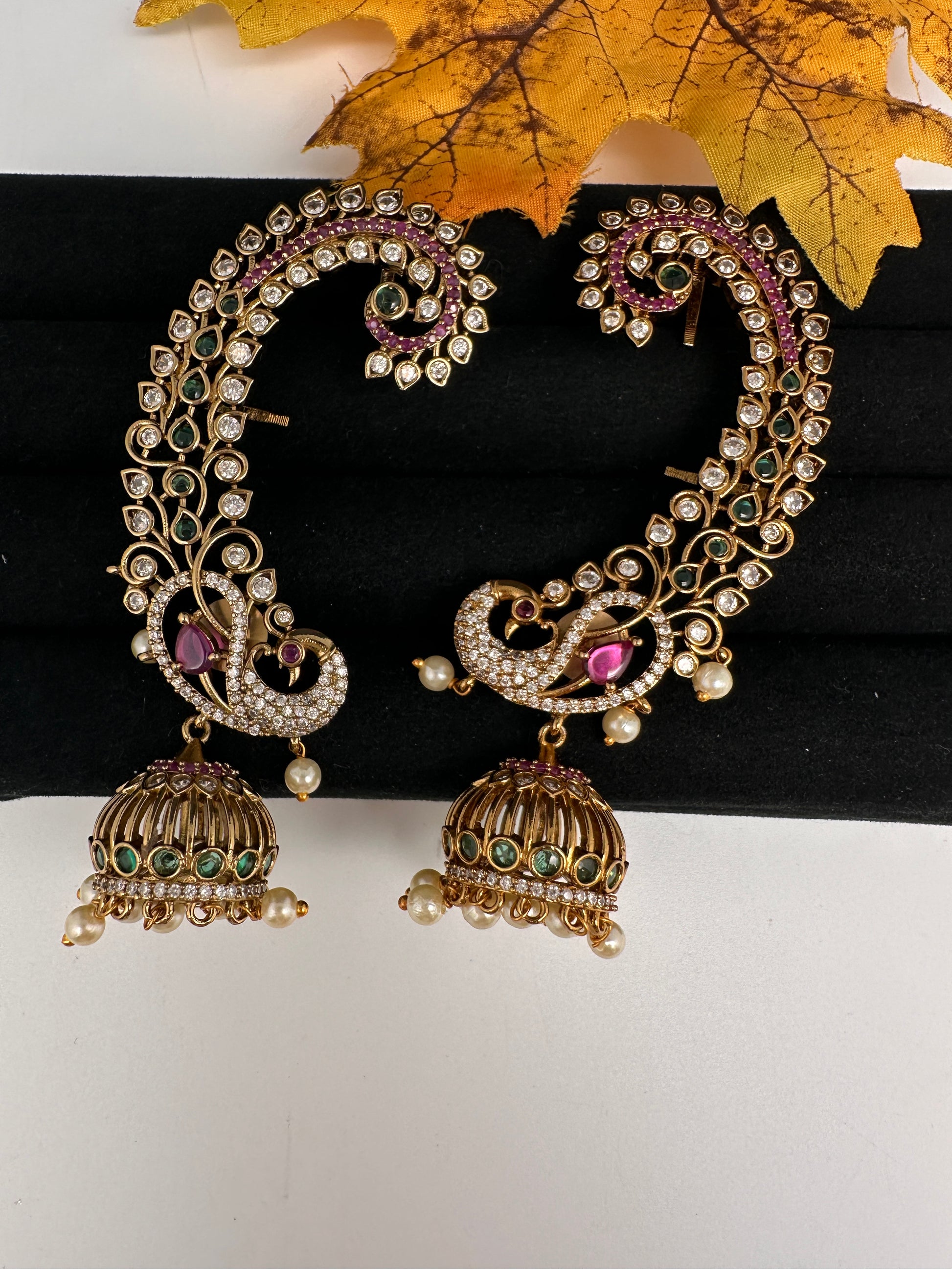 Matte CZ  Jhumka Ear Cuffs - 