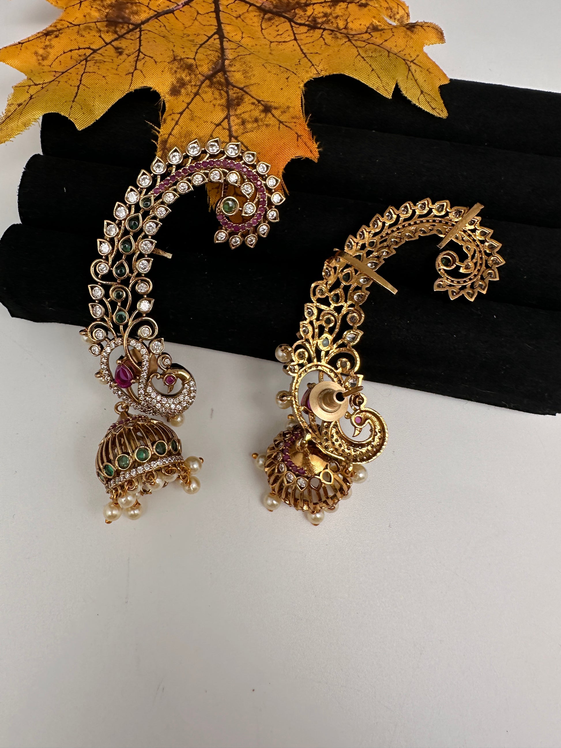 Matte CZ  Jhumka Ear Cuffs - 