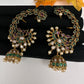 Matte Peacock Multi Color Kemp CZ  Jhumka Ear Cuffs - 
