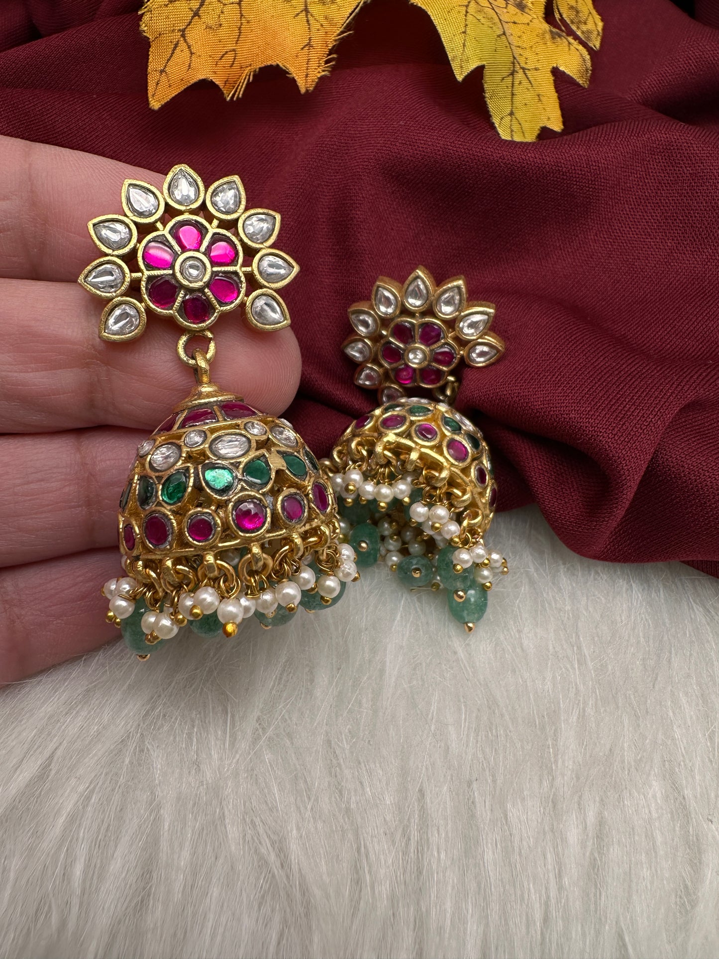Jadau Kundan Jhumka Earrings - 