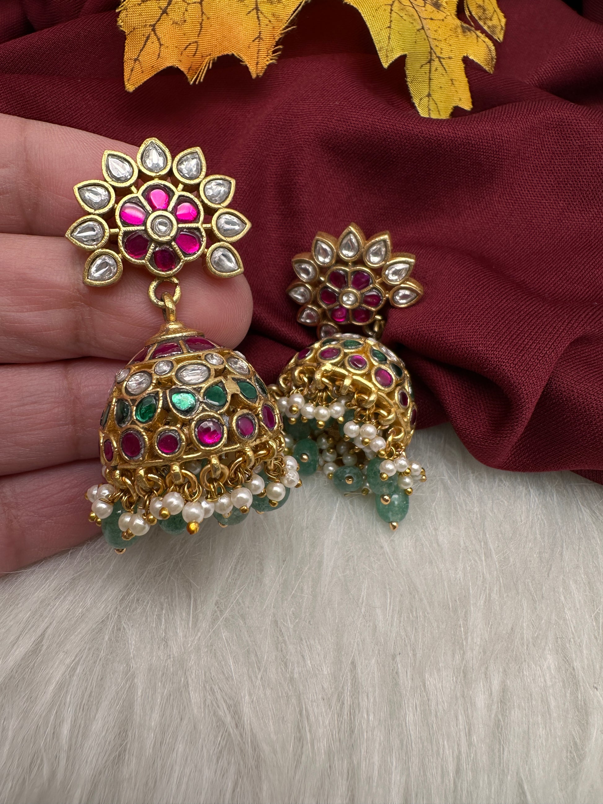 Jadau Kundan Jhumka Earrings - 