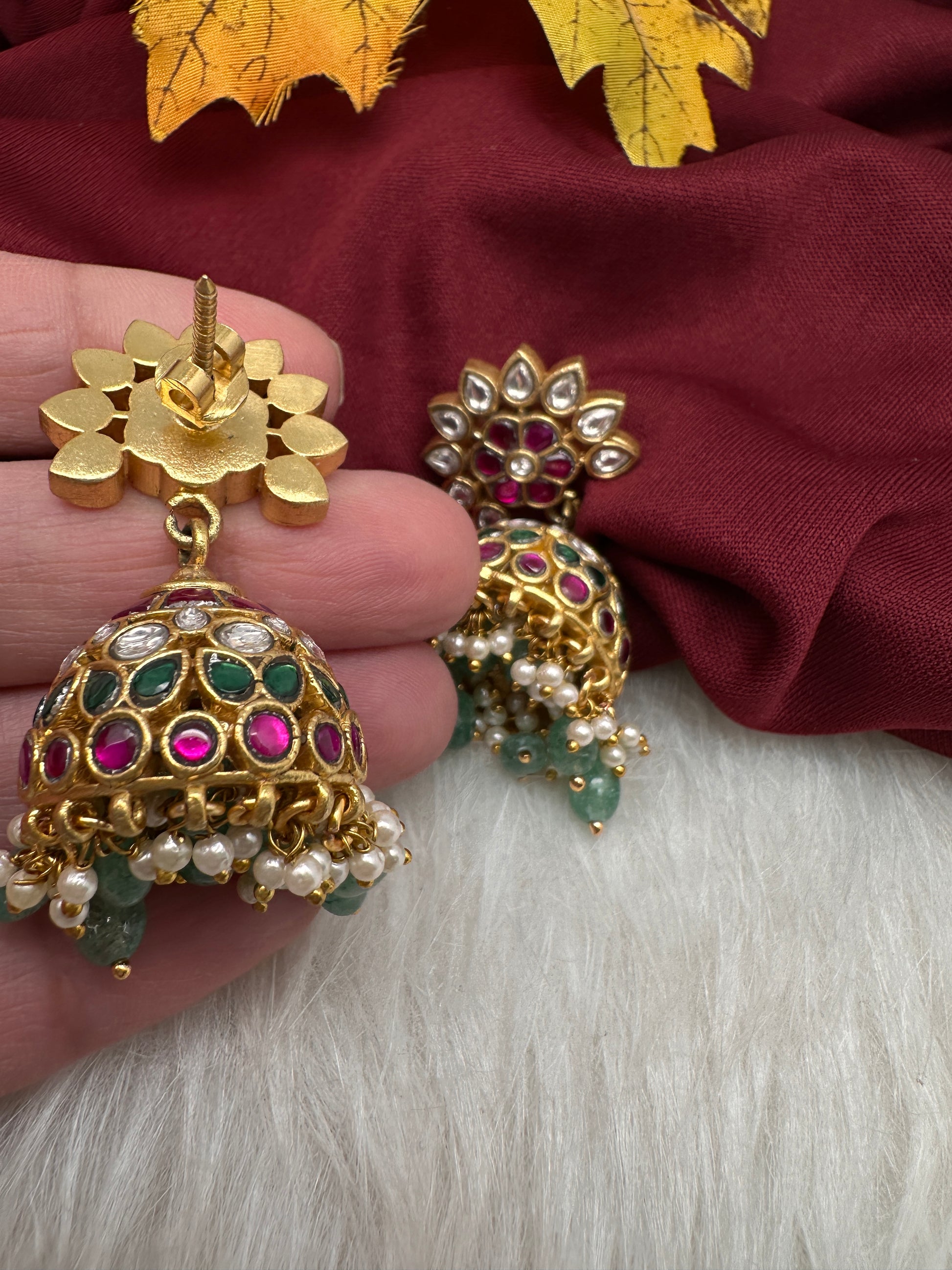 Jadau Kundan Jhumka Earrings - 
