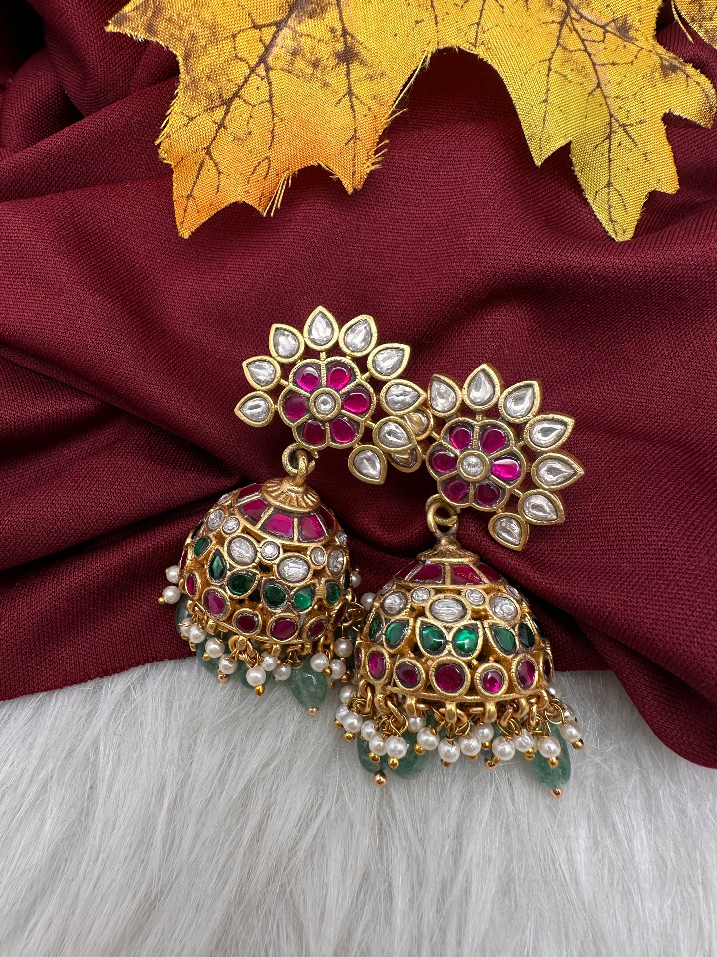 Jadau Kundan Jhumka Earrings - 