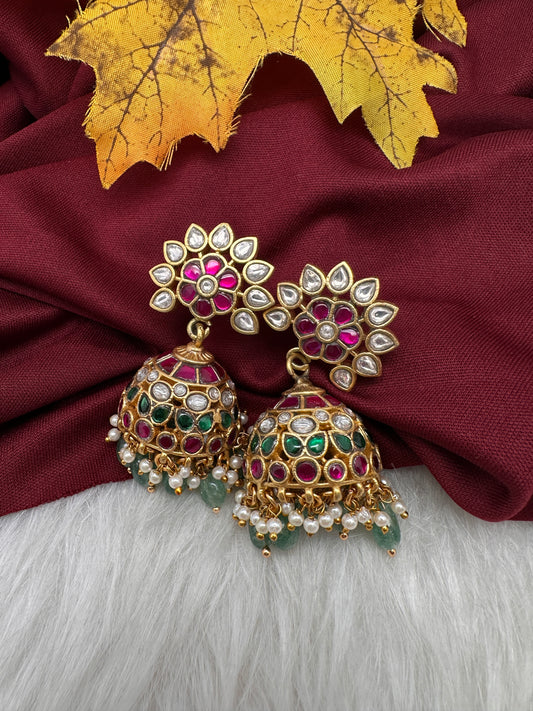 Jadau Kundan Jhumka Earrings - 