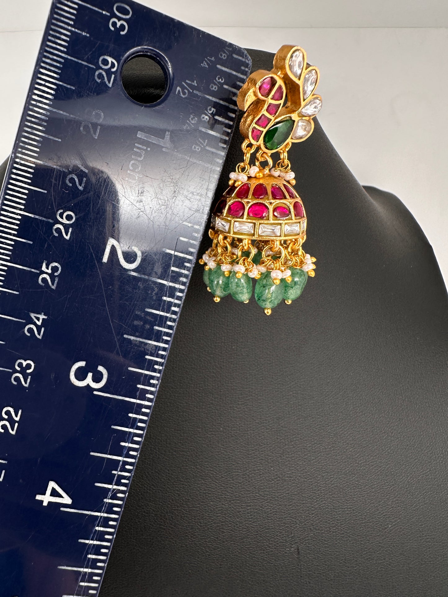 Jadau Kundan Peacock Jhumka Earrings - 