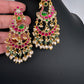 Jadau Kundan Peacock Chandballi Earrings - 