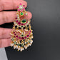 Jadau Kundan Peacock Chandballi Earrings - 