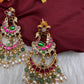 Jadau Kundan Peacock Chandballi Earrings - 