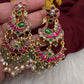 Jadau Kundan Peacock Chandballi Earrings - 