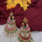 Jadau Kundan Peacock Chandballi Earrings - 