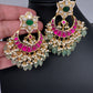 Jadau Kundan Floral Chandballi Earrings - 