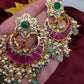 Jadau Kundan Floral Chandballi Earrings - 