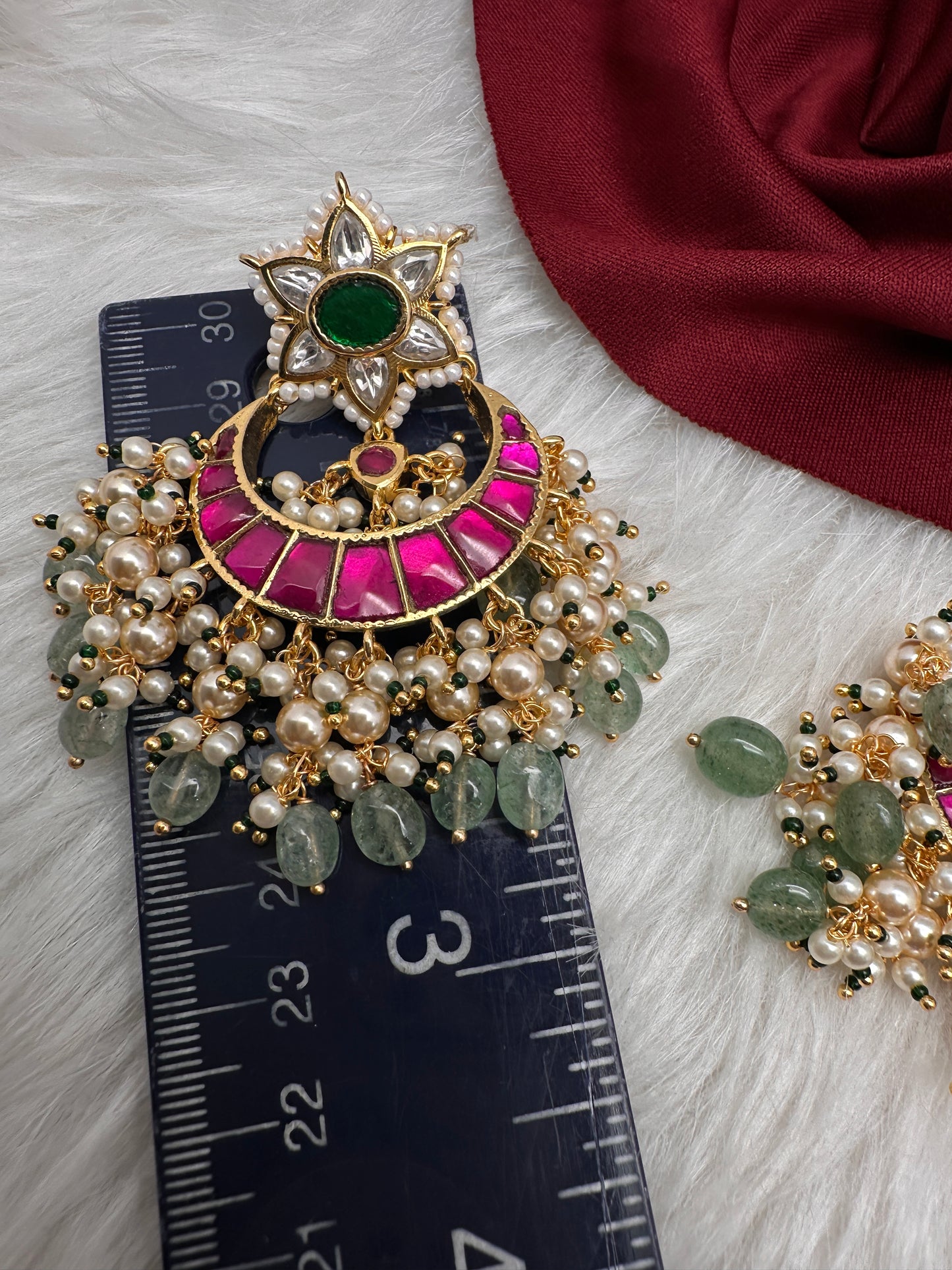 Jadau Kundan Floral Chandballi Earrings - 