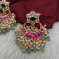 Jadau Kundan Floral Chandballi Earrings - 