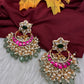 Jadau Kundan Floral Chandballi Earrings - 