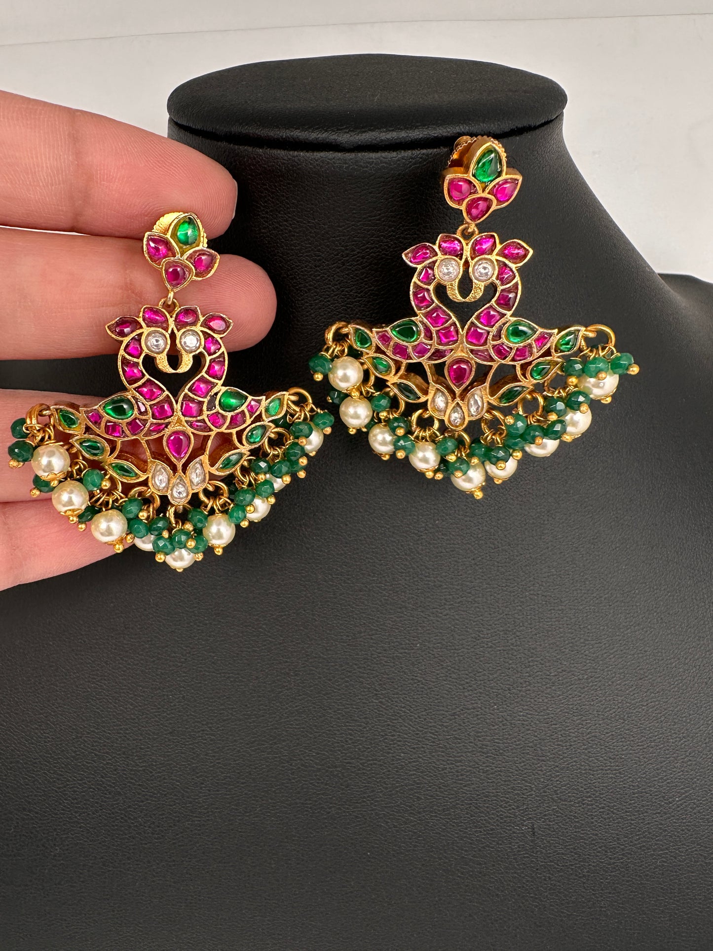Jadau Kundan Peacock Earrings - 