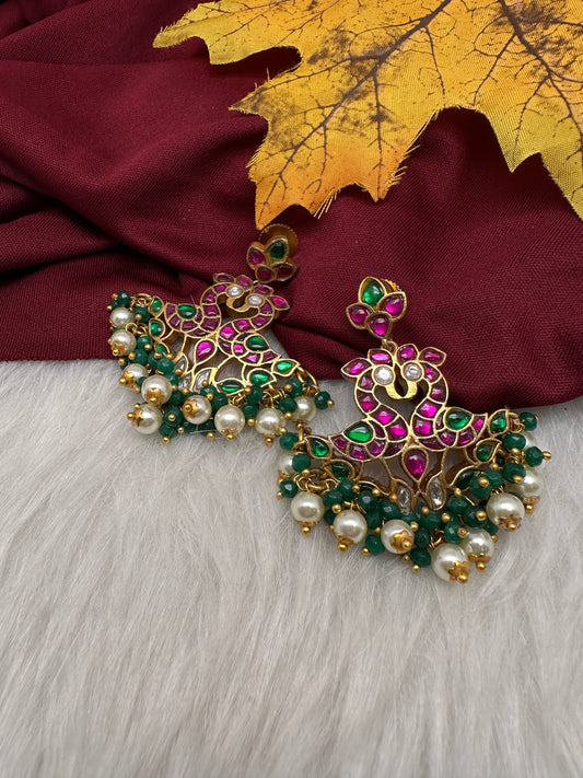 Jadau Kundan Peacock Earrings - 