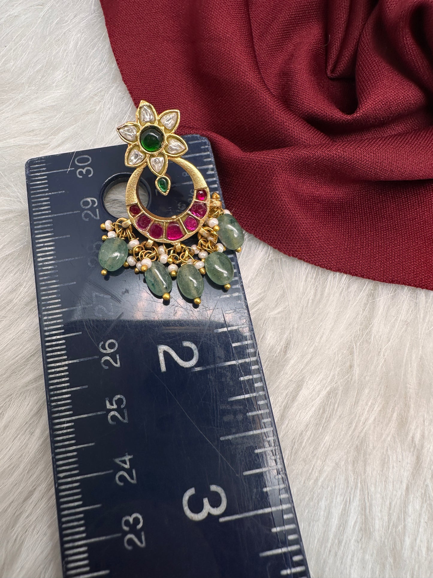 Jadau Kundan Small Chandbali Earrings - 
