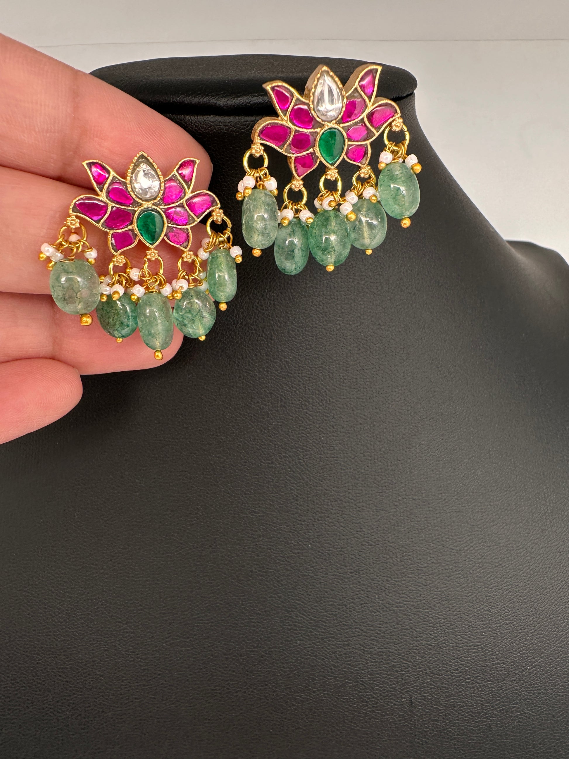Jadau Kundan Small Lotus Earrings - 
