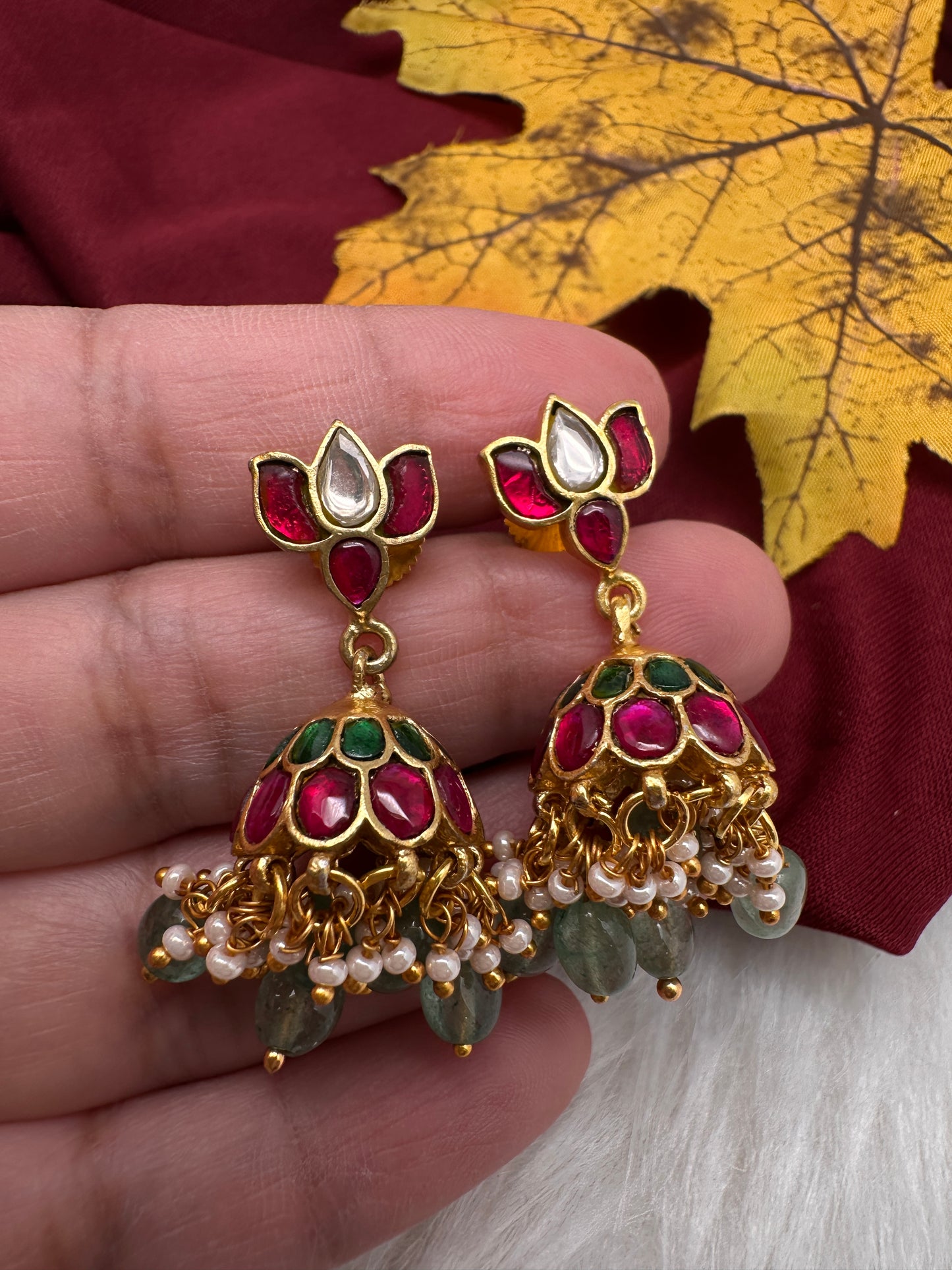Jadau Kundan Small Jhumka Earrings - 