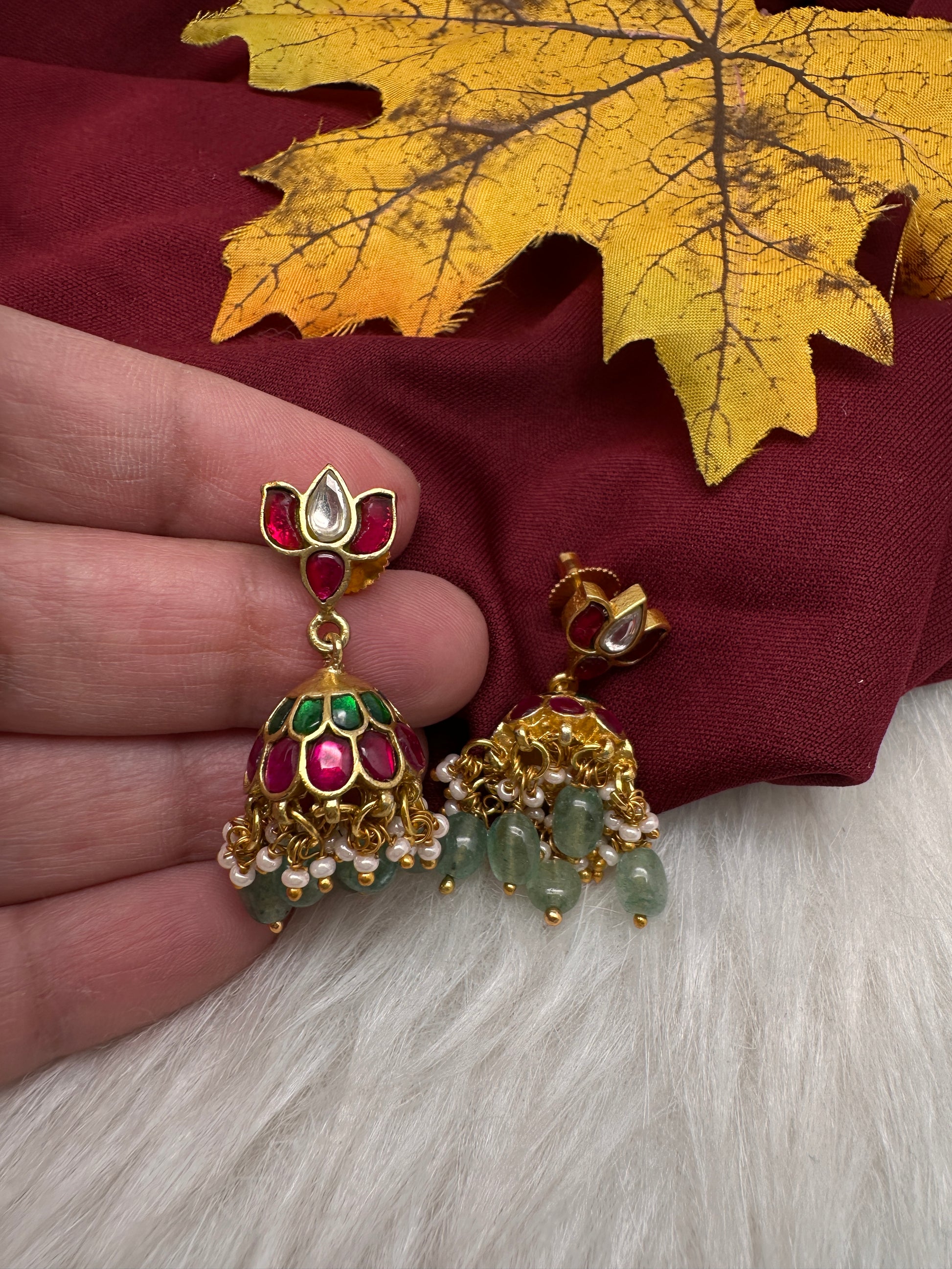 Jadau Kundan Small Jhumka Earrings - 