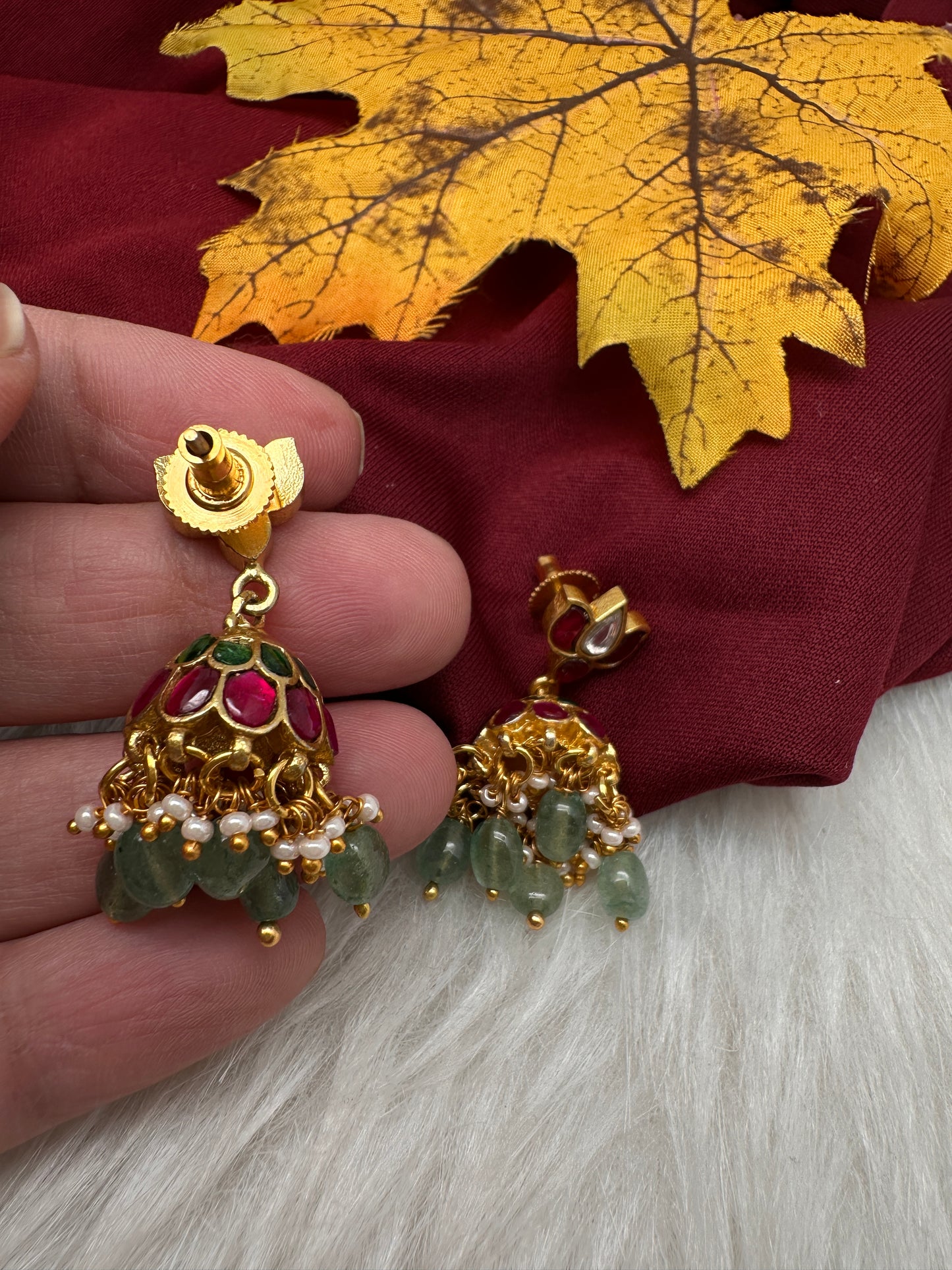 Jadau Kundan Small Jhumka Earrings - 