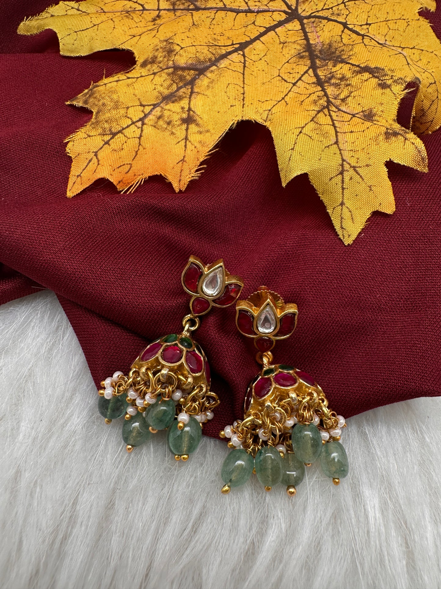 Jadau Kundan Small Jhumka Earrings - 