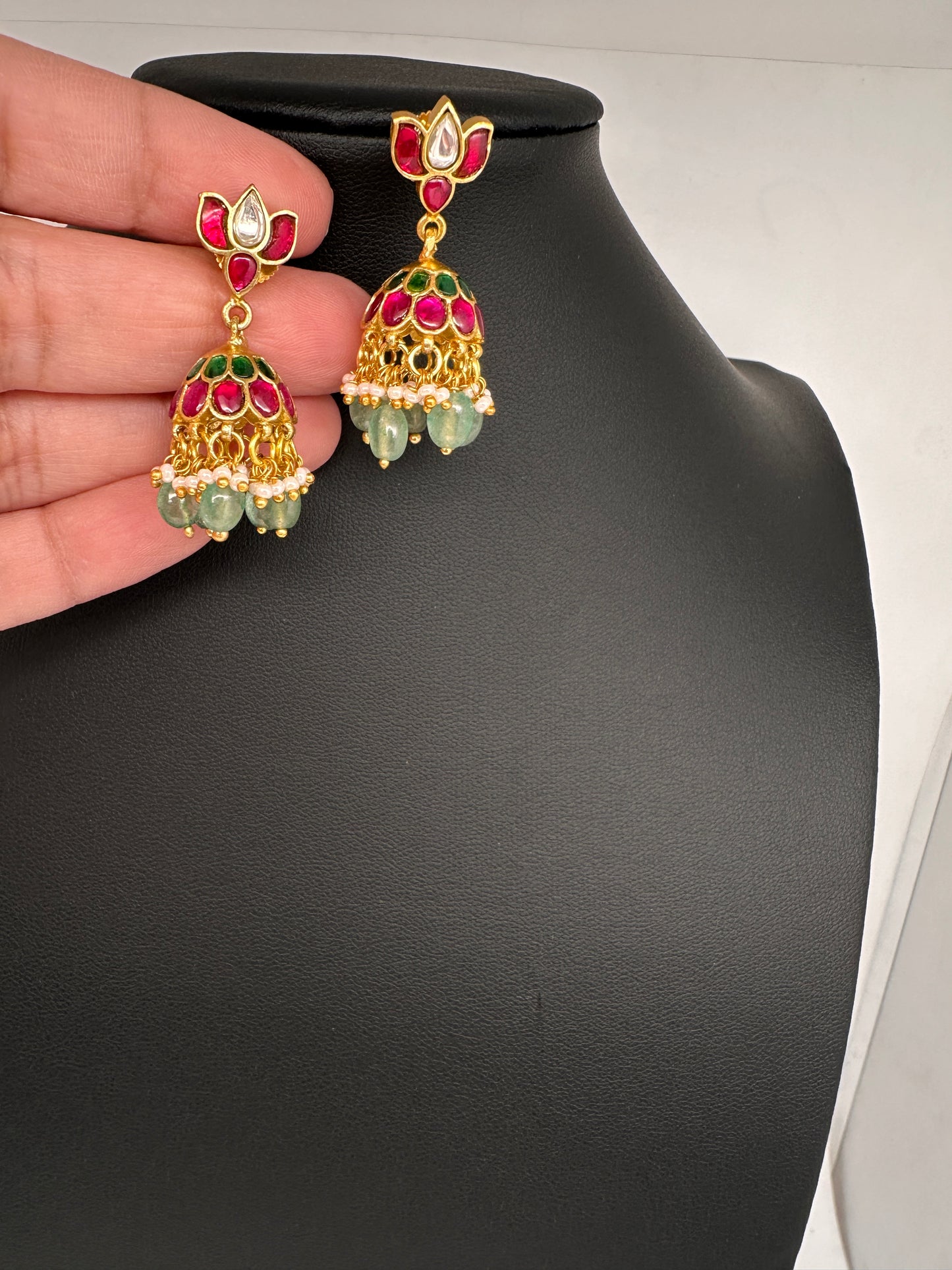 Jadau Kundan Small Jhumka Earrings - 