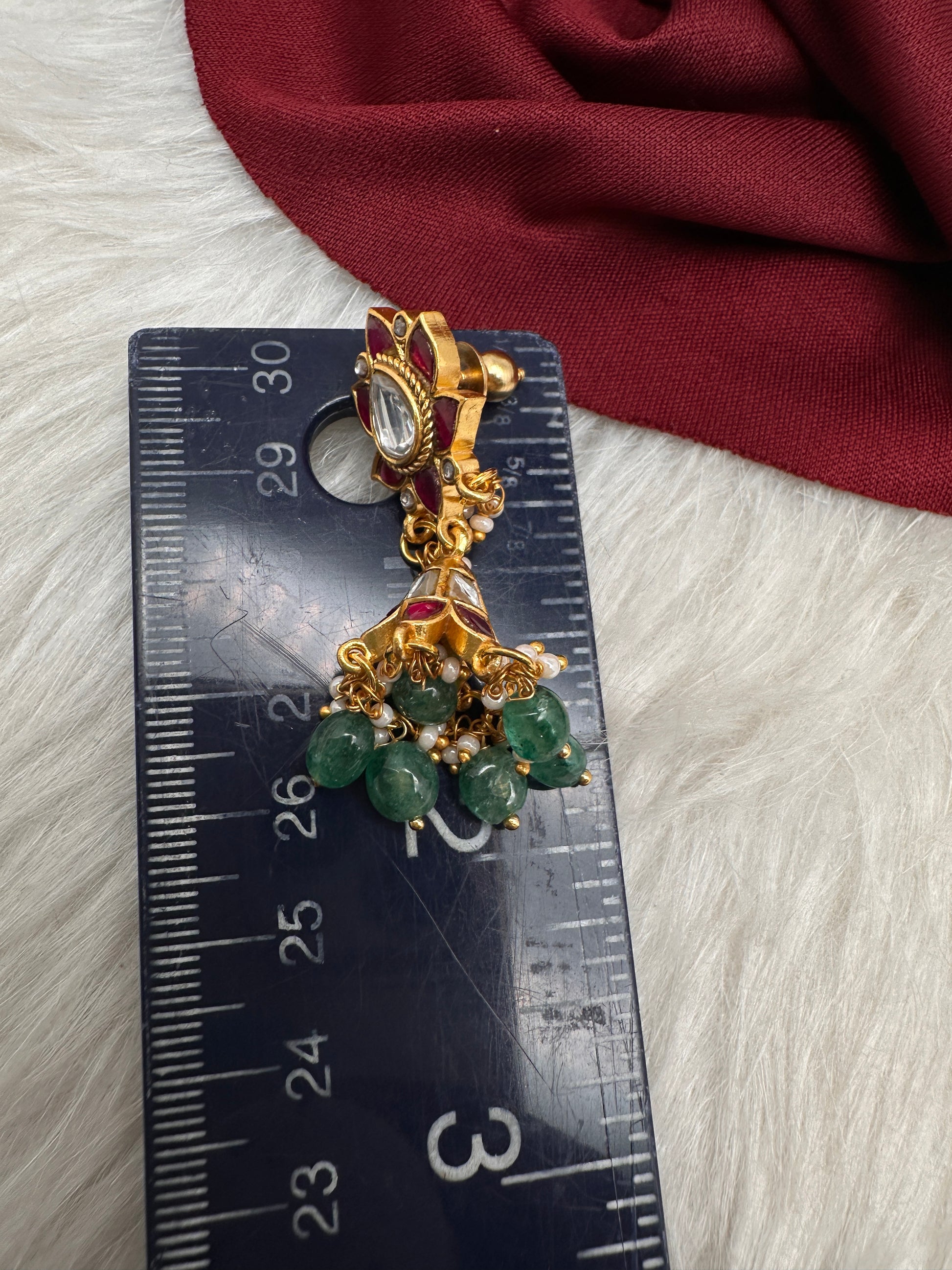 Jadau Kundan Floral Small Jhumka Earrings - 