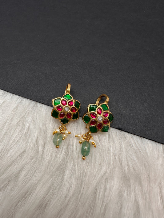 Jadau Kundan Floral Bugadi Earrings - 