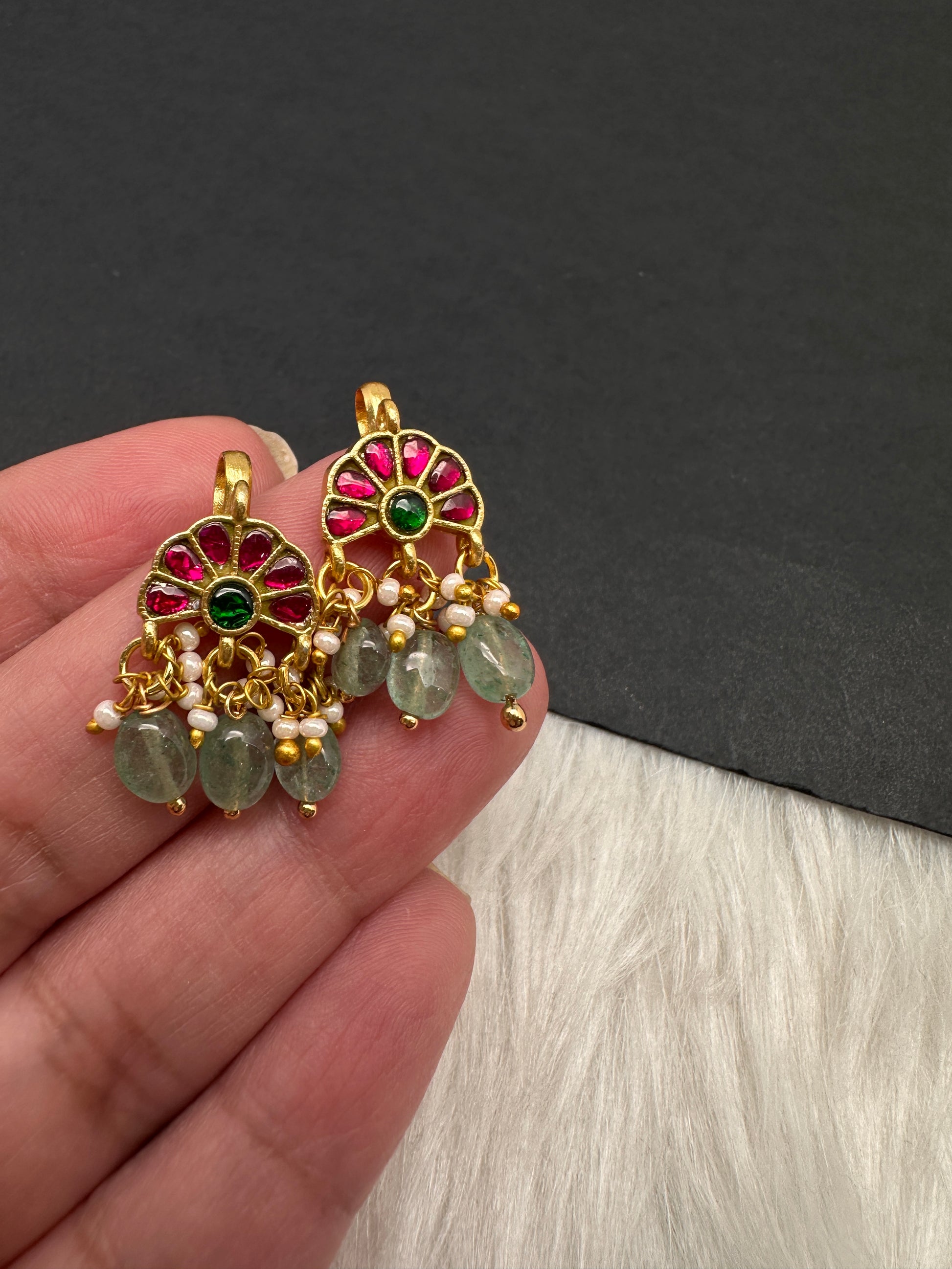 Jadau Kundan Floral Bugadi Earrings - 