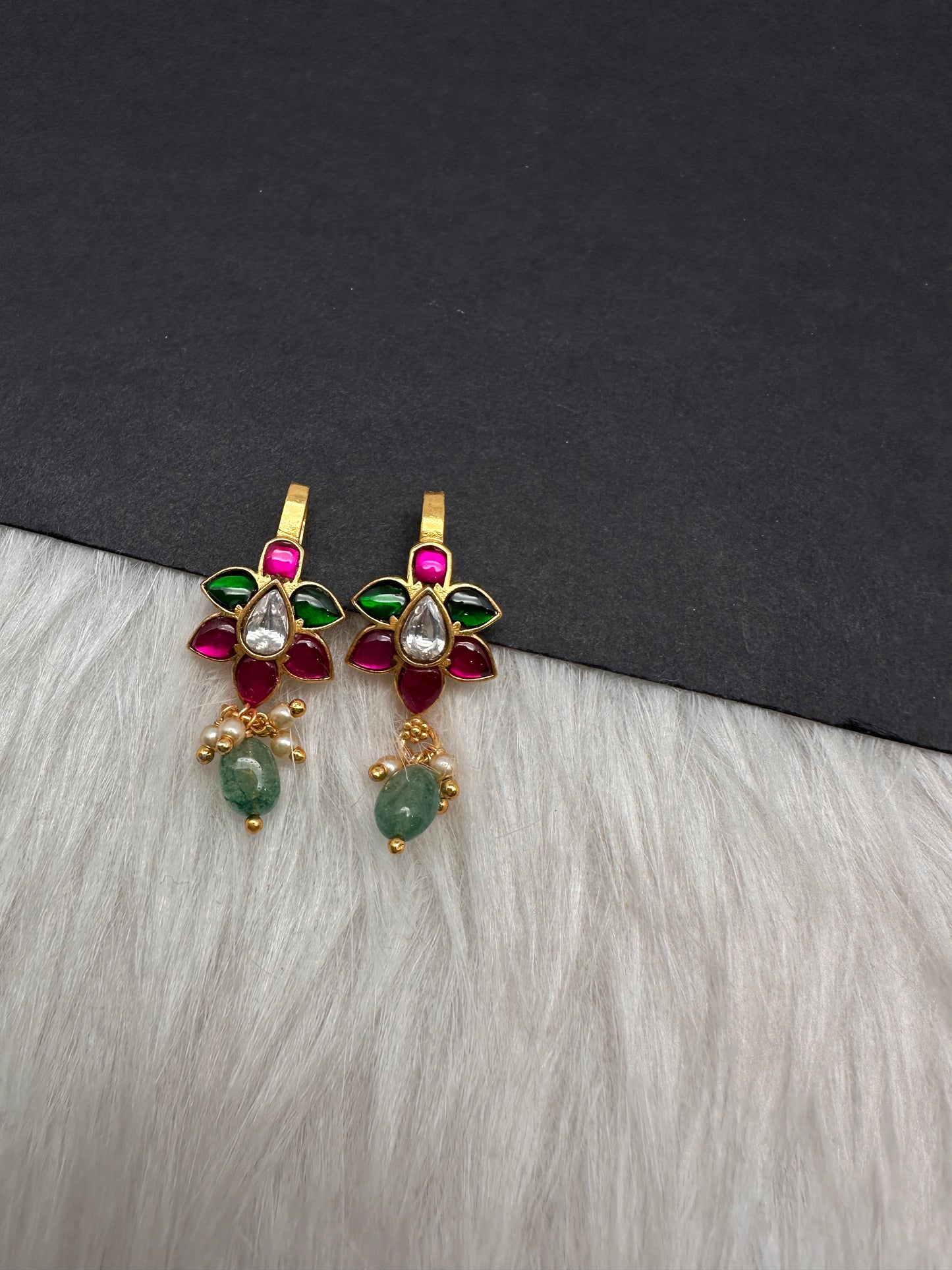 Jadau Kundan Floral Bugadi Earrings - 