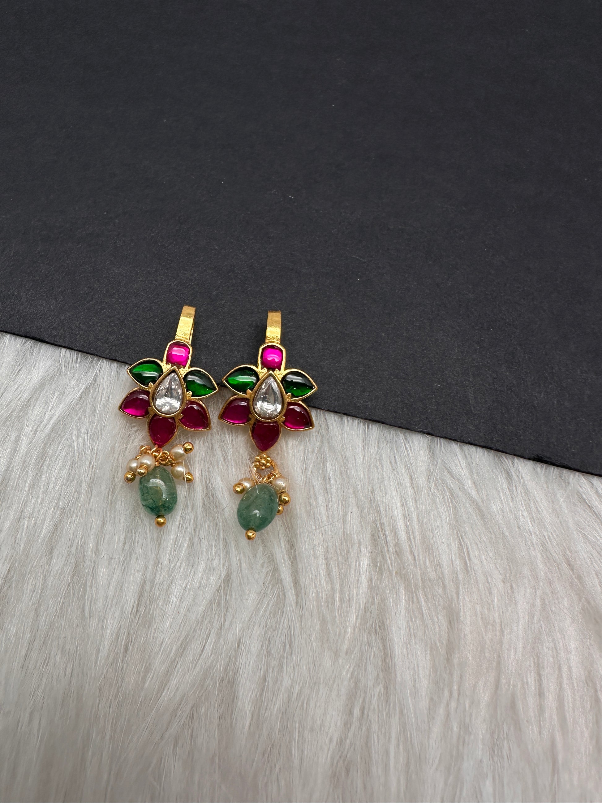 Jadau Kundan Floral Bugadi Earrings - 
