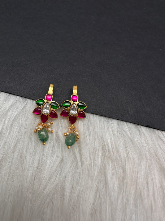 Jadau Kundan Floral Bugadi Earrings - 