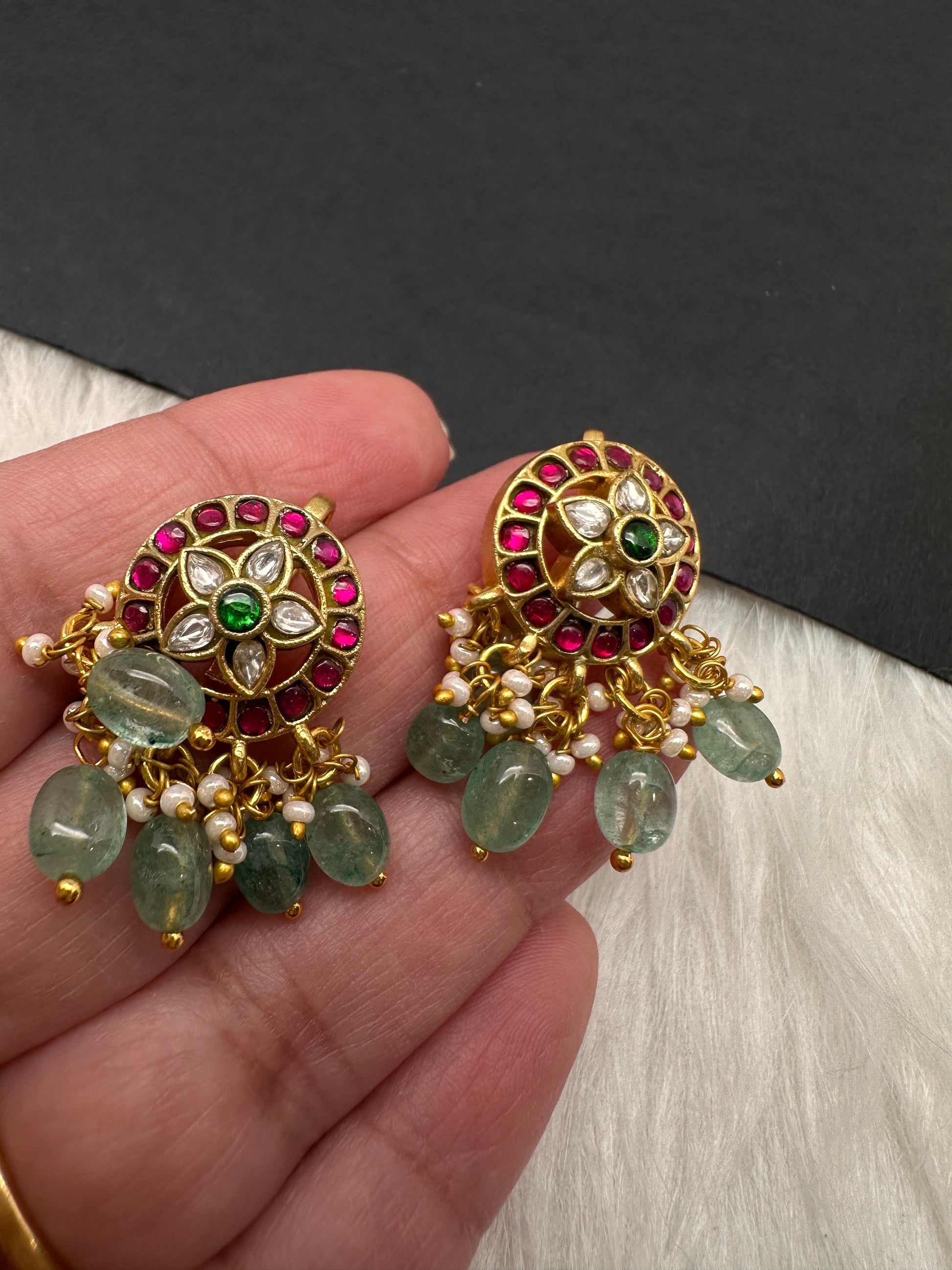 Jadau Kundan Floral Bugadi Earrings - 