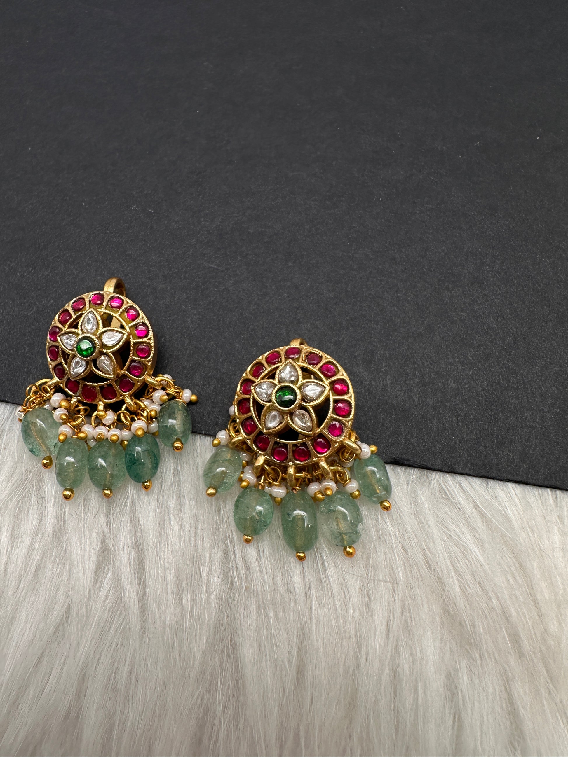 Jadau Kundan Floral Bugadi Earrings - 