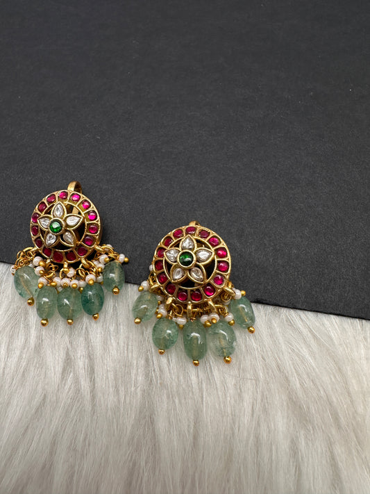 Jadau Kundan Floral Bugadi Earrings - 
