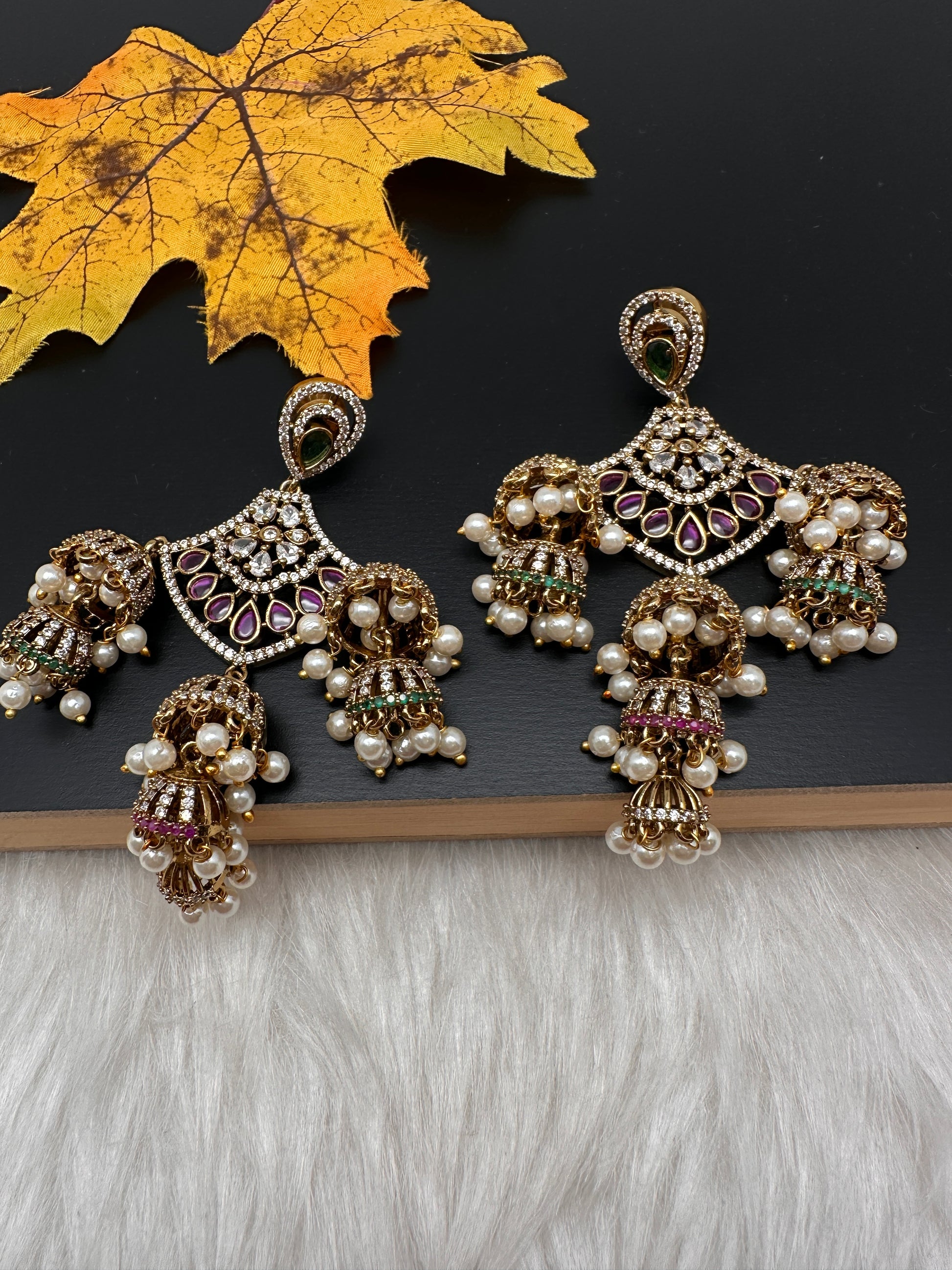 Matte Kempu Pearls Jhumka Earrings - 