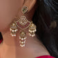 Matte Kempu Pearls Jhumka Earrings - 