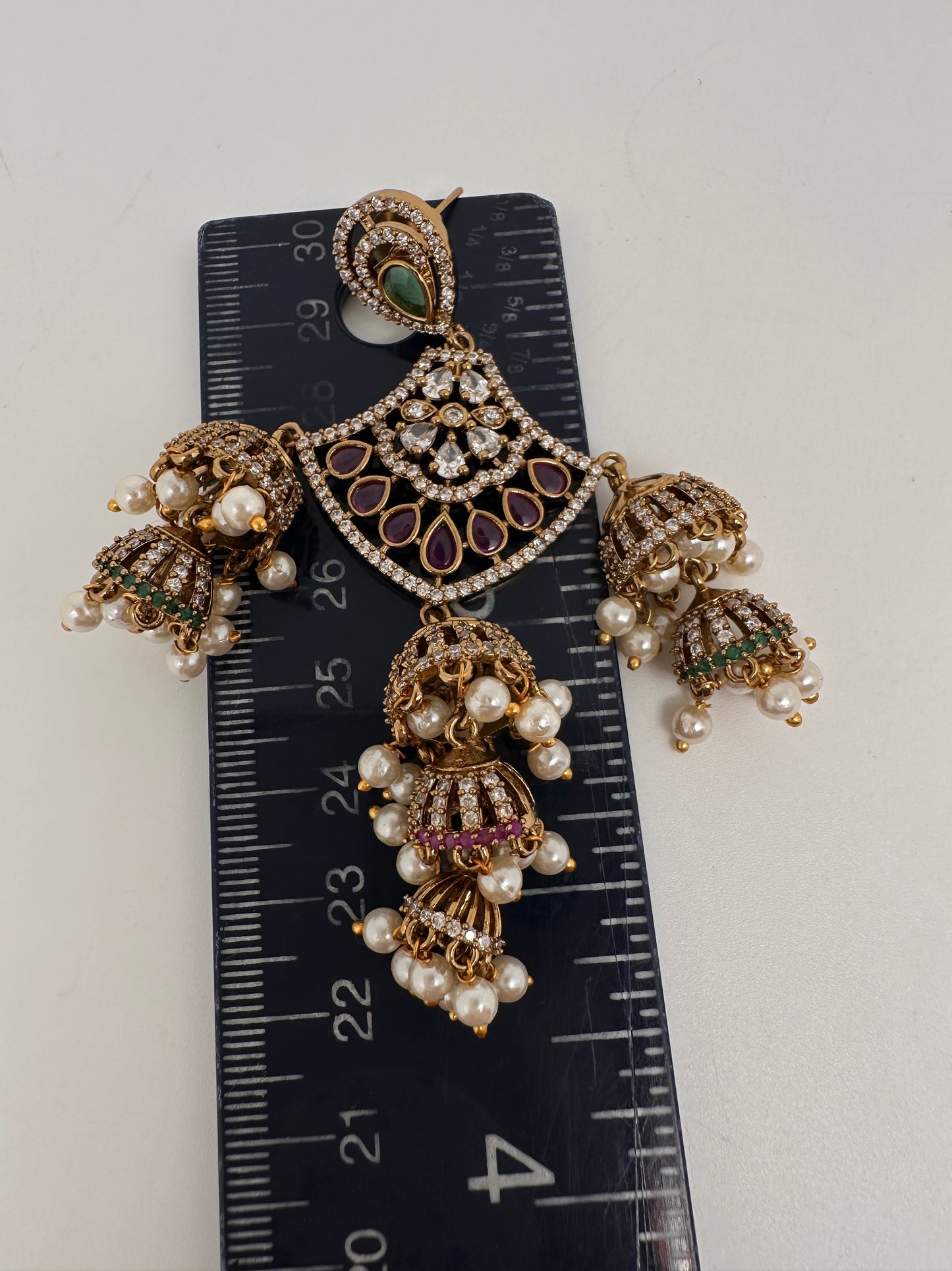Matte Kempu Pearls Jhumka Earrings - 