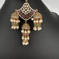 Matte Kempu Pearls Jhumka Earrings - 