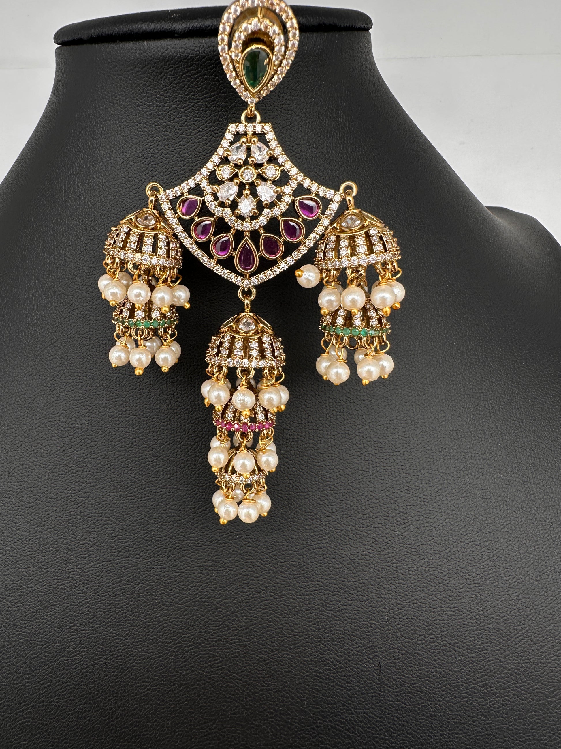 Matte Kempu Pearls Jhumka Earrings - 