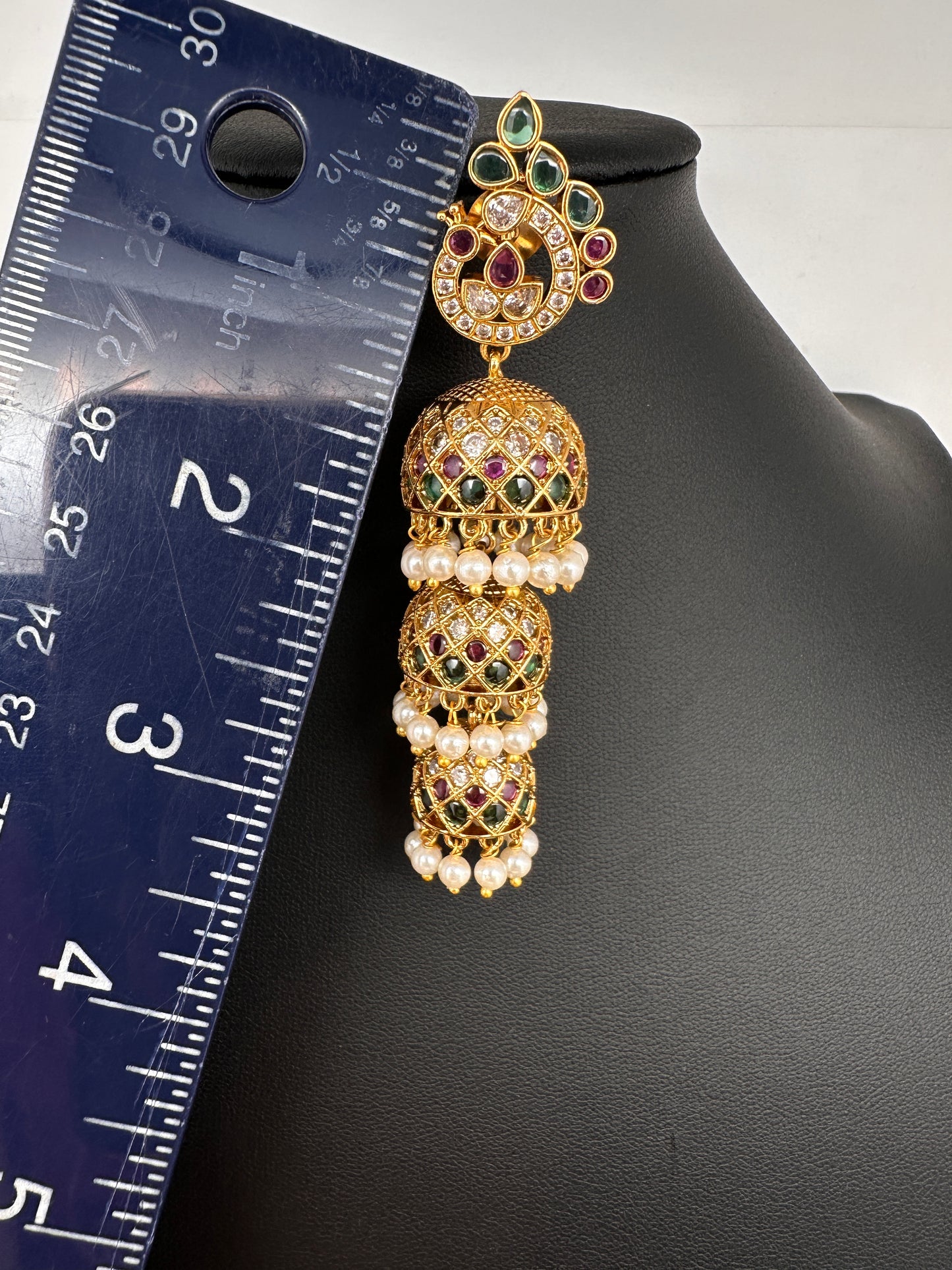 Matte Peacock Long Jhumka Earrings - 