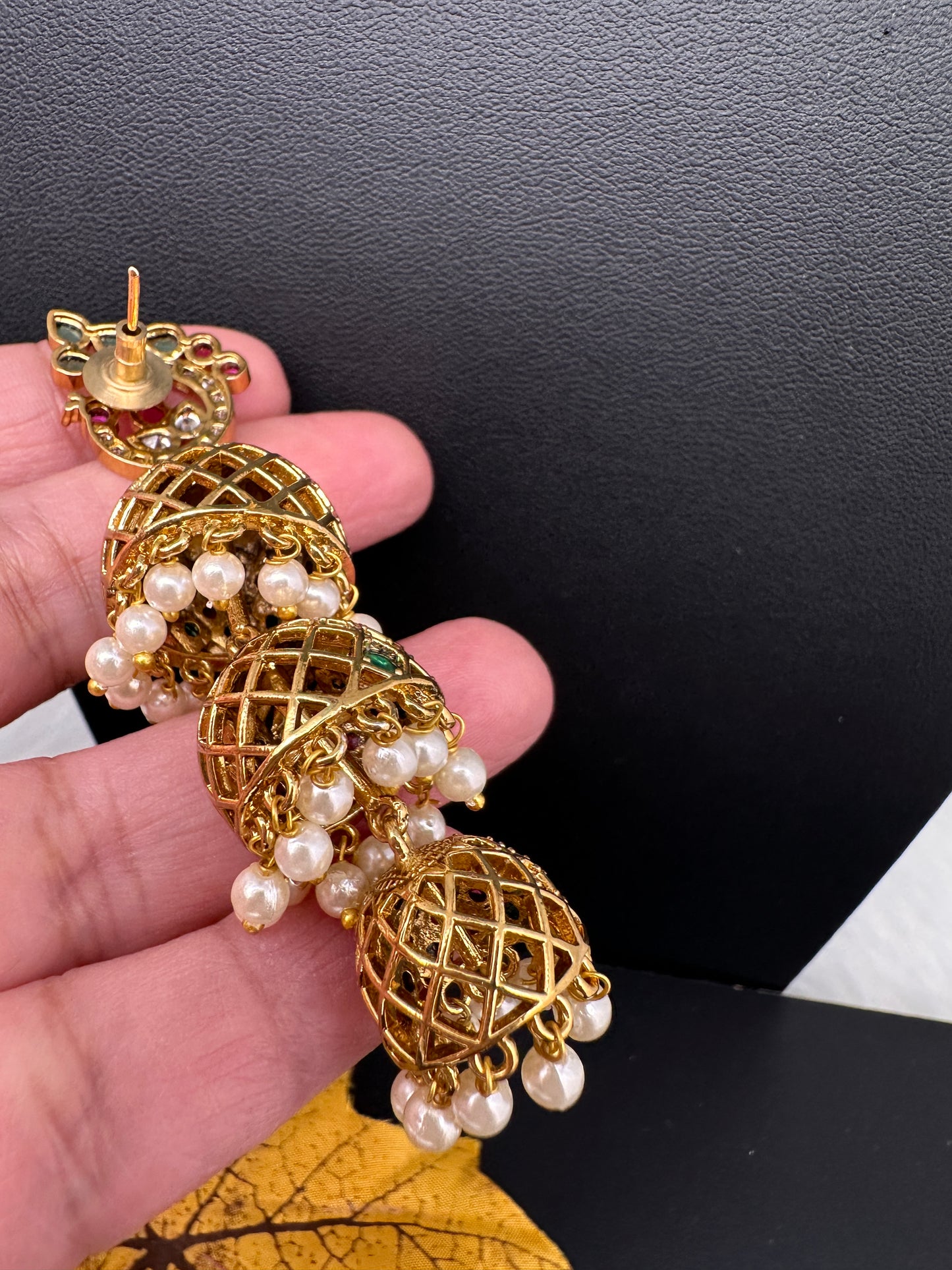 Matte Peacock Long Jhumka Earrings - 