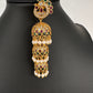 Matte Peacock Long Jhumka Earrings - 