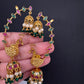 Matte CZ Peacock Jhumka Ear Cuffs - 