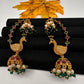 Matte CZ Peacock Jhumka Ear Cuffs - 