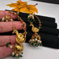 Matte CZ Peacock Jhumka Ear Cuffs - 